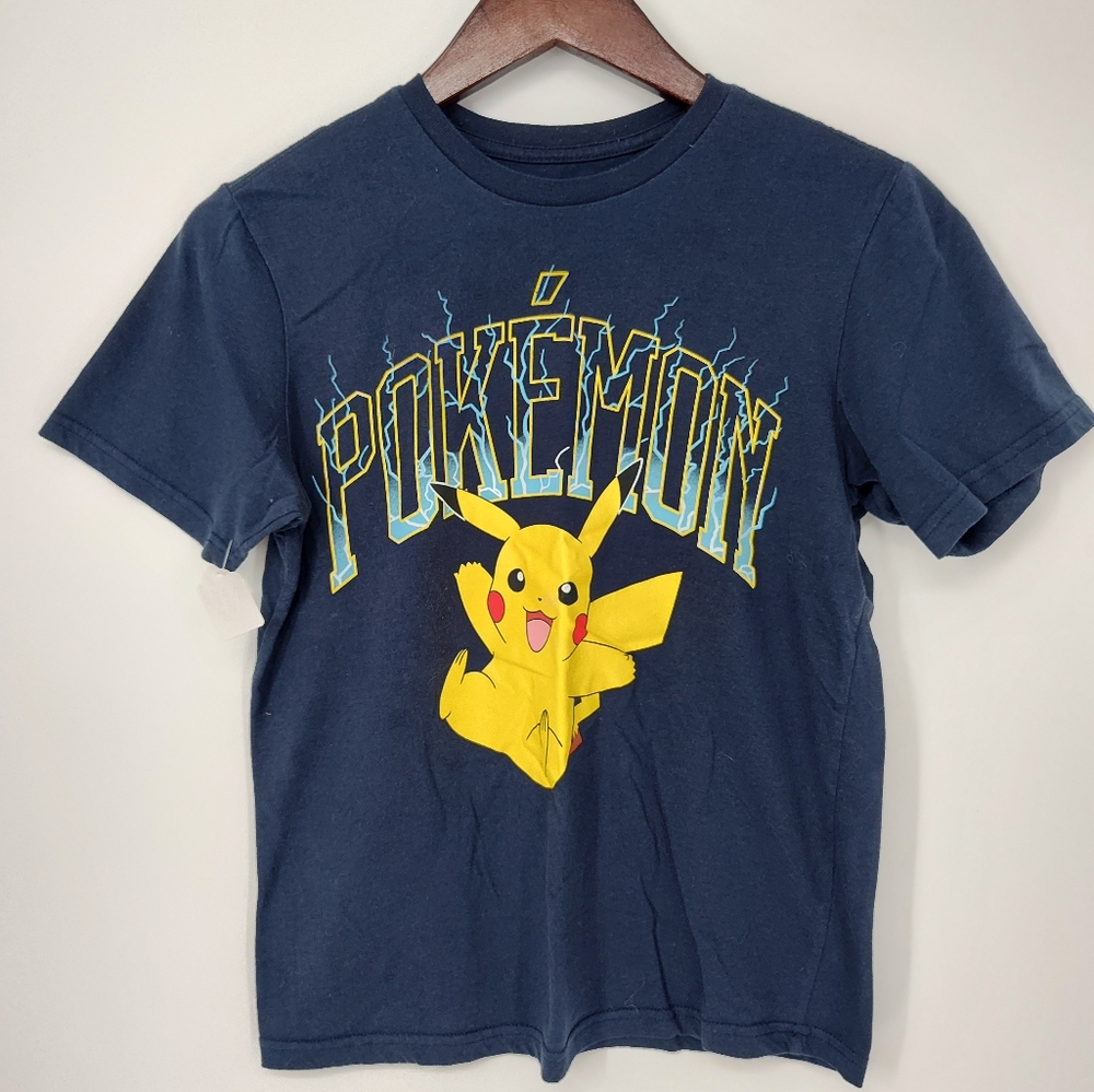 Pokemon Navy Blue Pikachu Kids Short Sleeve T-Shirt Size Large, 10/12